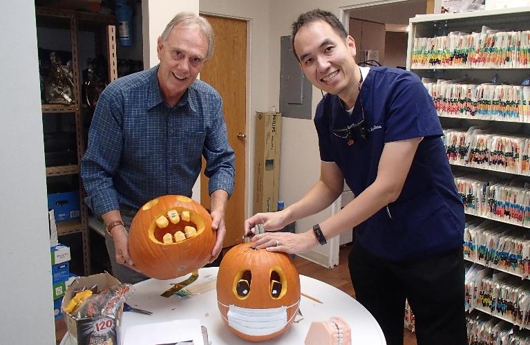 Central Park Dental Clinic staff poses with Halloween 