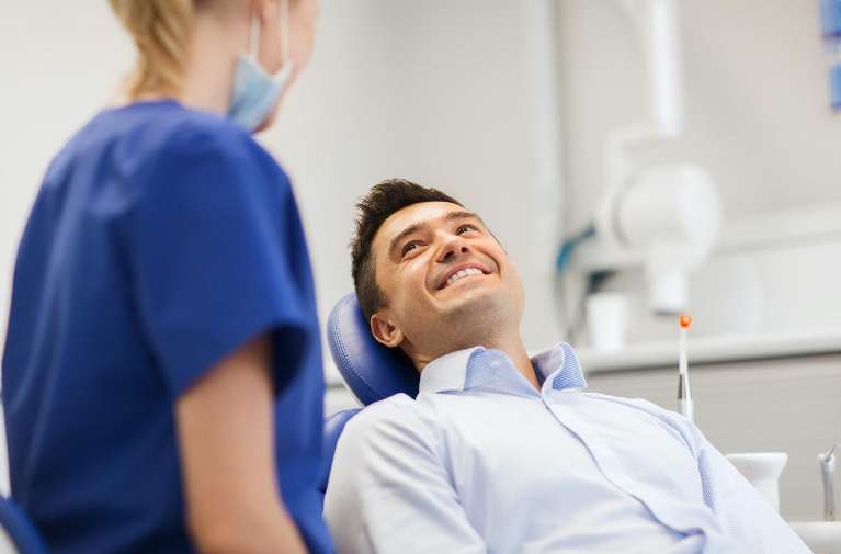 A male patient getting ready for Pain-Free Dental Extractions in Burnaby BC